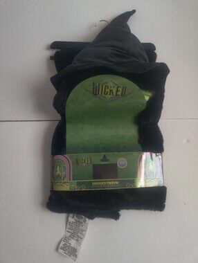 🆕 Wicked Elphaba Black Witch Hat Hooded Throw Blanket Cosplay Halloween_50x30